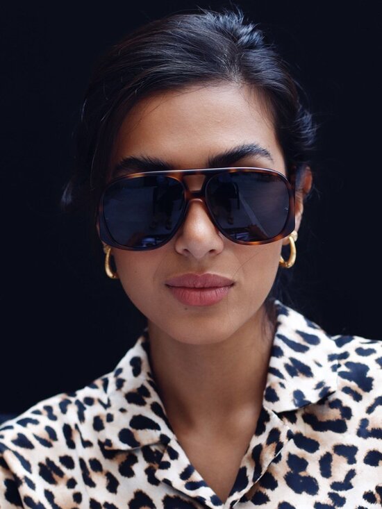 Saint Laurent SL652 SOLACE 003 Aviator Sunglasses - Havana / Grey main image 12